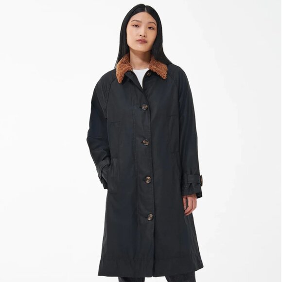 NWT Free People X Barbour Malala Wax Jacket Black/Ancient